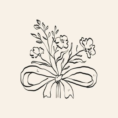 Botanik çizimi. Minimum bitki logosu, botanik çizim çizimi, çayır yeşilliği, yaprak ve çiçek açan soyut çizim elemanları koleksiyonu, köy dalı. Moda küçük dövme tasarımı, çiçek elementleri vektör illüstrasyonu