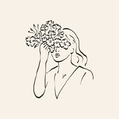 Botanik çizimi. Minimum bitki logosu, botanik çizim çizimi, çayır yeşilliği, yaprak ve çiçek açan soyut çizim elemanları koleksiyonu, köy dalı. Moda küçük dövme tasarımı, çiçek elementleri vektör illüstrasyonu