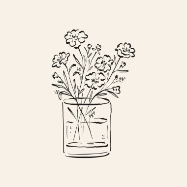 Botanik çizimi. Minimum bitki logosu, botanik çizim çizimi, çayır yeşilliği, yaprak ve çiçek açan soyut çizim elemanları koleksiyonu, köy dalı. Moda küçük dövme tasarımı, çiçek elementleri vektör illüstrasyonu