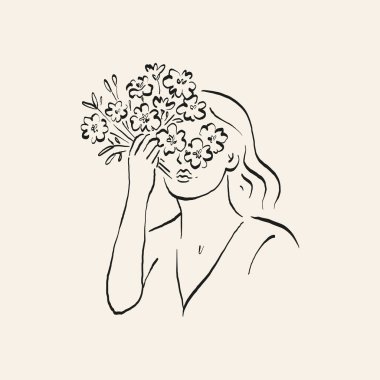 Botanik çizimi. Minimum bitki logosu, botanik çizim çizimi, çayır yeşilliği, yaprak ve çiçek açan soyut çizim elemanları koleksiyonu, köy dalı. Moda küçük dövme tasarımı, çiçek elementleri vektör illüstrasyonu