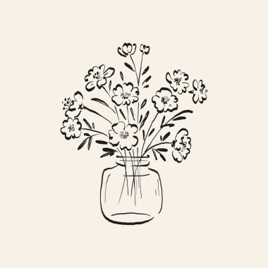 Botanik çizimi. Minimum bitki logosu, botanik çizim çizimi, çayır yeşilliği, yaprak ve çiçek açan soyut çizim elemanları koleksiyonu, köy dalı. Moda küçük dövme tasarımı, çiçek elementleri vektör illüstrasyonu