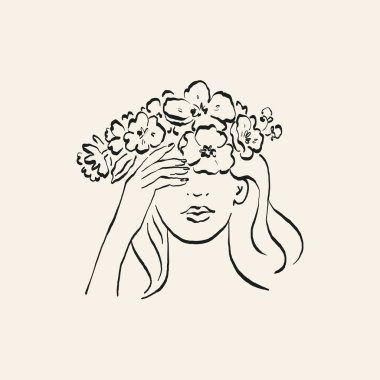 Botanik çizimi. Minimum bitki logosu, botanik çizim çizimi, çayır yeşilliği, yaprak ve çiçek açan soyut çizim elemanları koleksiyonu, köy dalı. Moda küçük dövme tasarımı, çiçek elementleri vektör illüstrasyonu