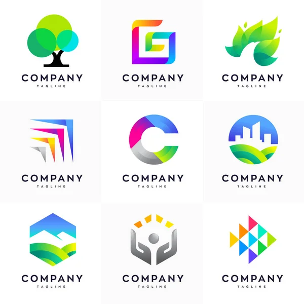 Modernes Logo Design Vorlagenset Abstraktes Logo Set Buntes Logo Set — Stockvektor