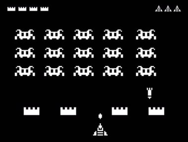 retro tarzı eski okul piksel uzay işgalci türü video oyunu arcade makine shooter para kadar vintage