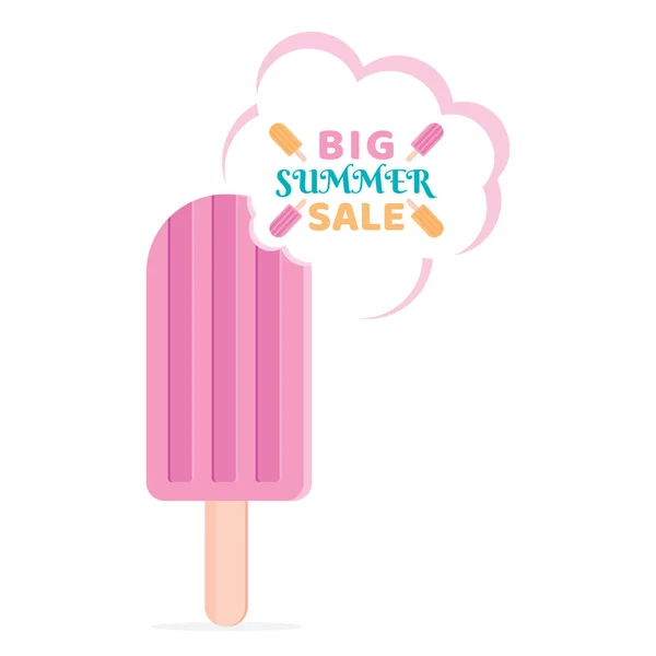 Big Summer Sale Banner Ice Cream — Stock Vector