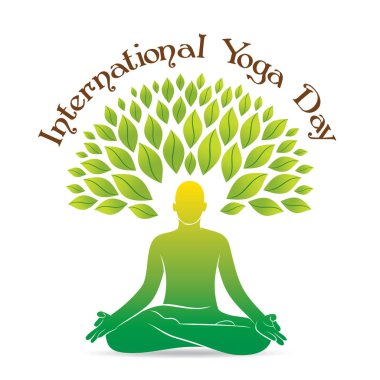 yaratıcı afiş tasarımı Uluslararası yoga günün kutlamak 21 Haziran, erkekler yoga meditasyon yapıyor
