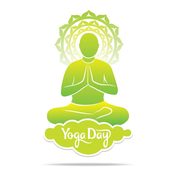 Jeunes Hommes Yoga Pratiquent Pose Lotus Conception Concept Journée Yoga — Image vectorielle