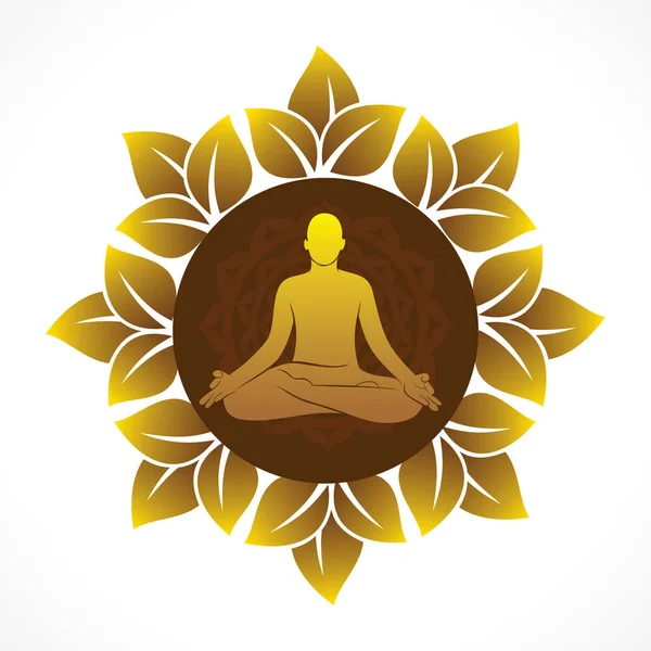 Creatieve Illustratie Voor Internationale Yoga Dag Poster Mannen Meditatie Lotus — Stockvector