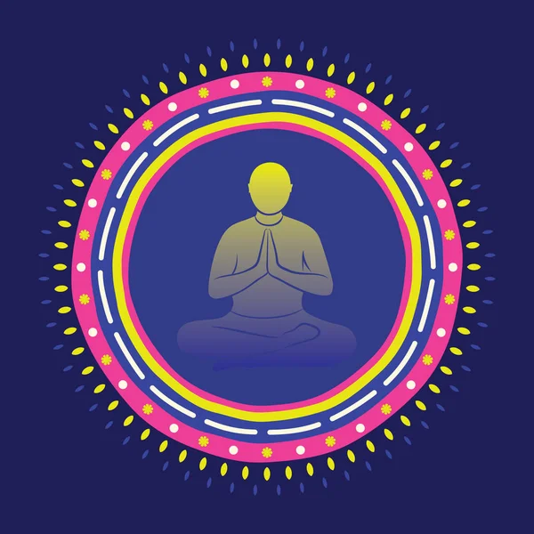 Jeunes Hommes Yoga Pratiquent Pose Lotus Conception Concept Journée Yoga — Image vectorielle