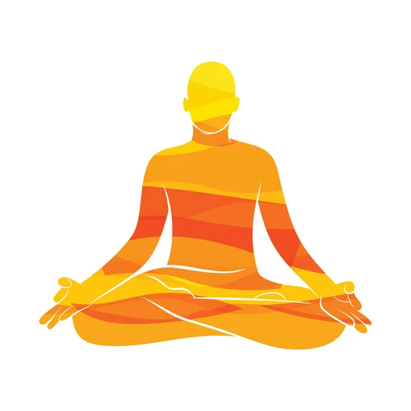 Jeunes Hommes Pratiquent Pose Lotus Yoga Conception Concept Méditation — Image vectorielle