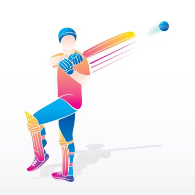 büyük hamle, renkli kriket oyuncusu illüstrasyon isabet kriket oyuncusu