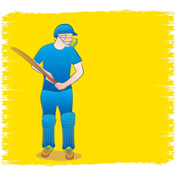 Kriket Oyuncusu Renkli Sıçrama Için Boş Yuvarlak Büyük Adam Vurmak — Stok Vektör