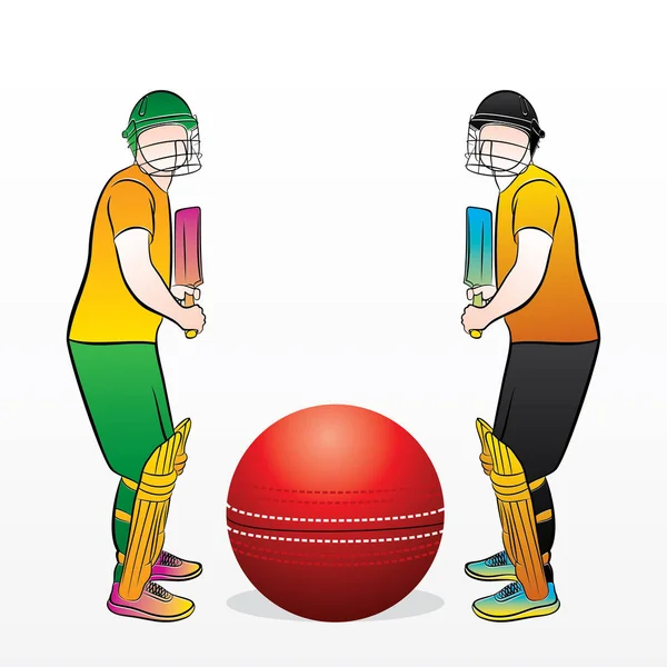 Készen Áll Két Krikett Válogatott Mérkőzés Írja Szöveget Labda — Stock Vector