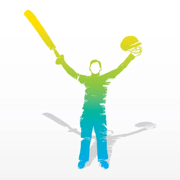 Cricket Player Celebrate Hit Century Design Brush Stroke — Stock Vector