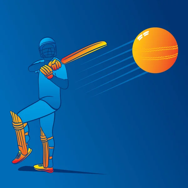 Cricket Spieler Schlagen Großen Ball Erschossen Cricket Spieler Illustration — Stockvektor