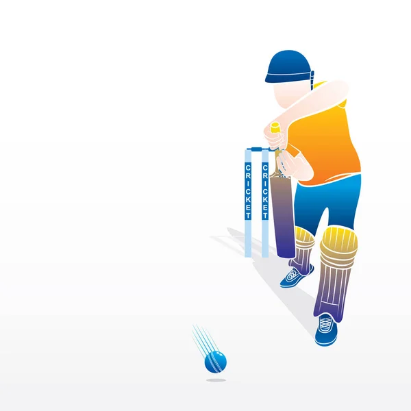 Kriket Oyuncusu Savunma Topu Kriket Konsept Tasarımı Için Hazır — Stok Vektör