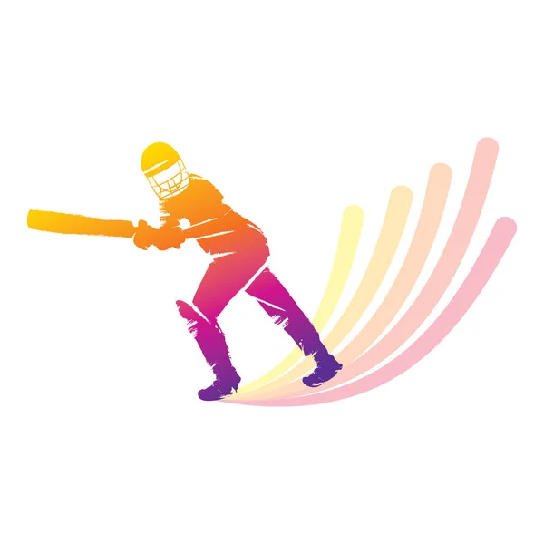 Büyük Hamle Kriket Oyuncusu Illüstrasyon Isabet Renkli Kriket Oyuncusu — Stok Vektör