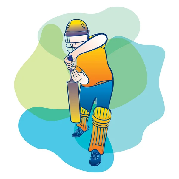 Kriket Oyuncusu Savunma Pozisyonu Kriket Konsept Tasarımı Için Hazır — Stok Vektör