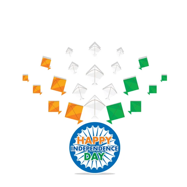 印度独立日 8月15日与风筝的问候设计 — 图库矢量图片