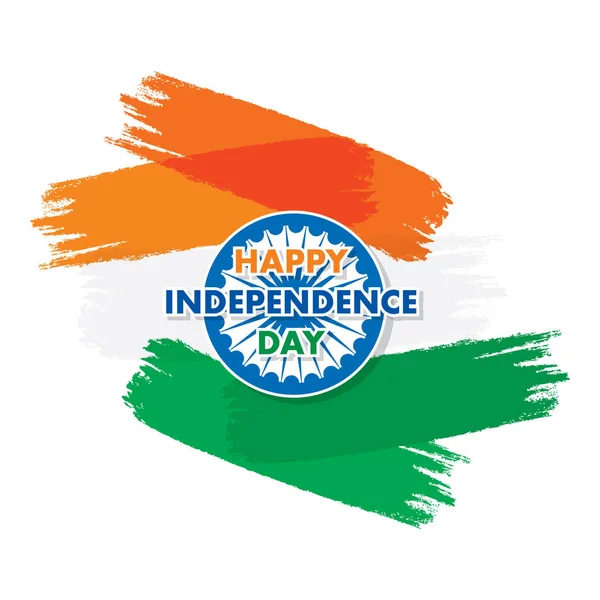 Independence Day India 15Th August Greeting Design Brush Stroke — Stock Vector