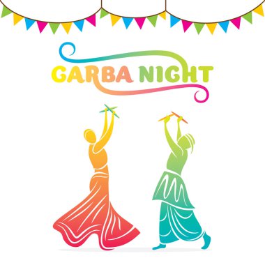 Garba tasarlamak vektör dans ile navratri festivali kutlamak.