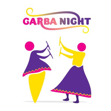Navratri Festivali garba tasarlamak vektör dans çift ile kutlamak.