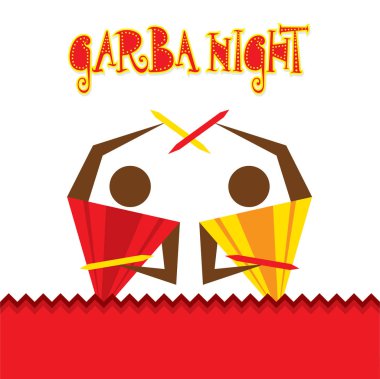 Garba tasarlamak vektör dans ile navratri festivali kutlamak.