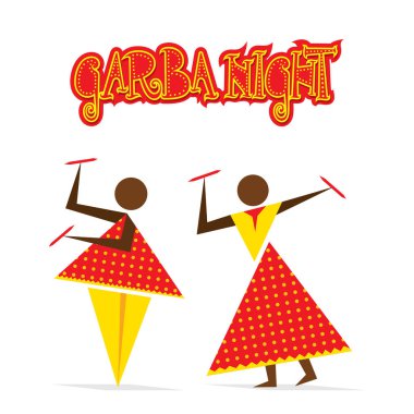 Garba tasarlamak vektör dans ile navratri festivali kutlamak.