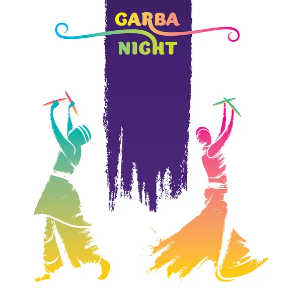 Navratri Festivali garba tasarlamak vektör dans çift ile kutlamak.