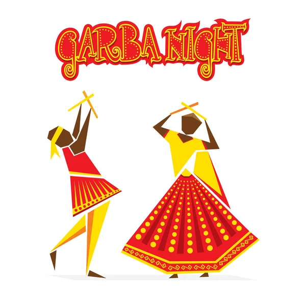 Vieren Navratri Festival Met Dansende Garba Ontwerp — Stockvector