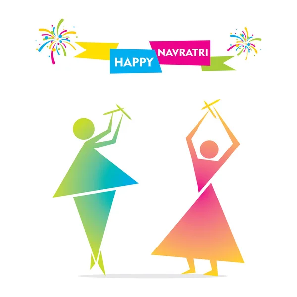 Célébrez Festival Navratri Avec Une Illustration Vectorielle Design Garba Dansant — Image vectorielle