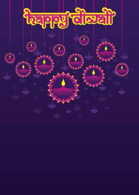 Mutlu bayramlar geleneksel kutlama vektör Illustration. Diwali ışık ve yangın Festivali.