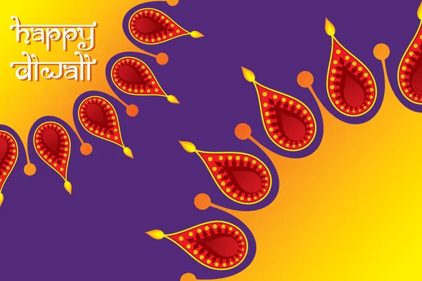 크리에이 Diwali 다채로운 Diyas 개념으로 디자인 인사말 — 스톡 벡터