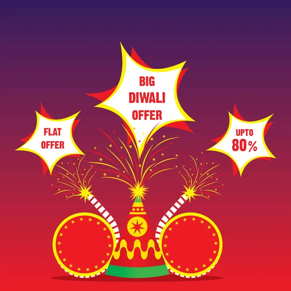 Craquelin Feu Coloré Avec Décoré Diya Pour Happy Diwali Vacances — Image vectorielle