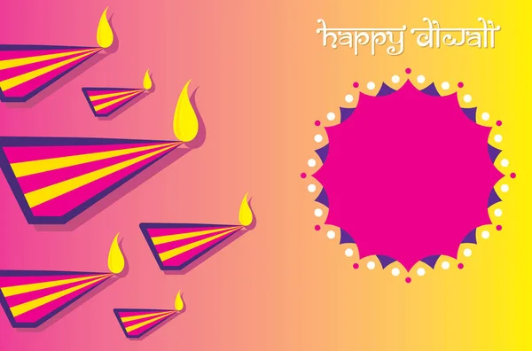 Diya Decorado Colorido Para Projeto Cartaz Festival Happy Diwali — Vetor de Stock