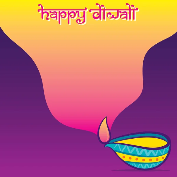 Färgglada Dekorerade Diya Belysning Happy Diwali Semester Indien Affisch Design — Stock vektor