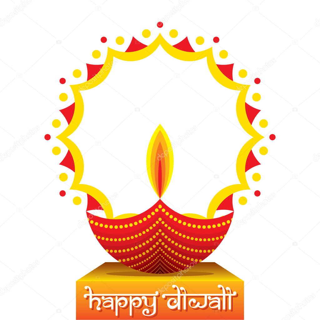 colorful decorated diya for Happy Diwali holiday of India poster design