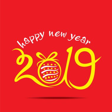 mutlu yeni yıl tebrik kartı tasarımı üzerinde yazılı sanatsal 2019