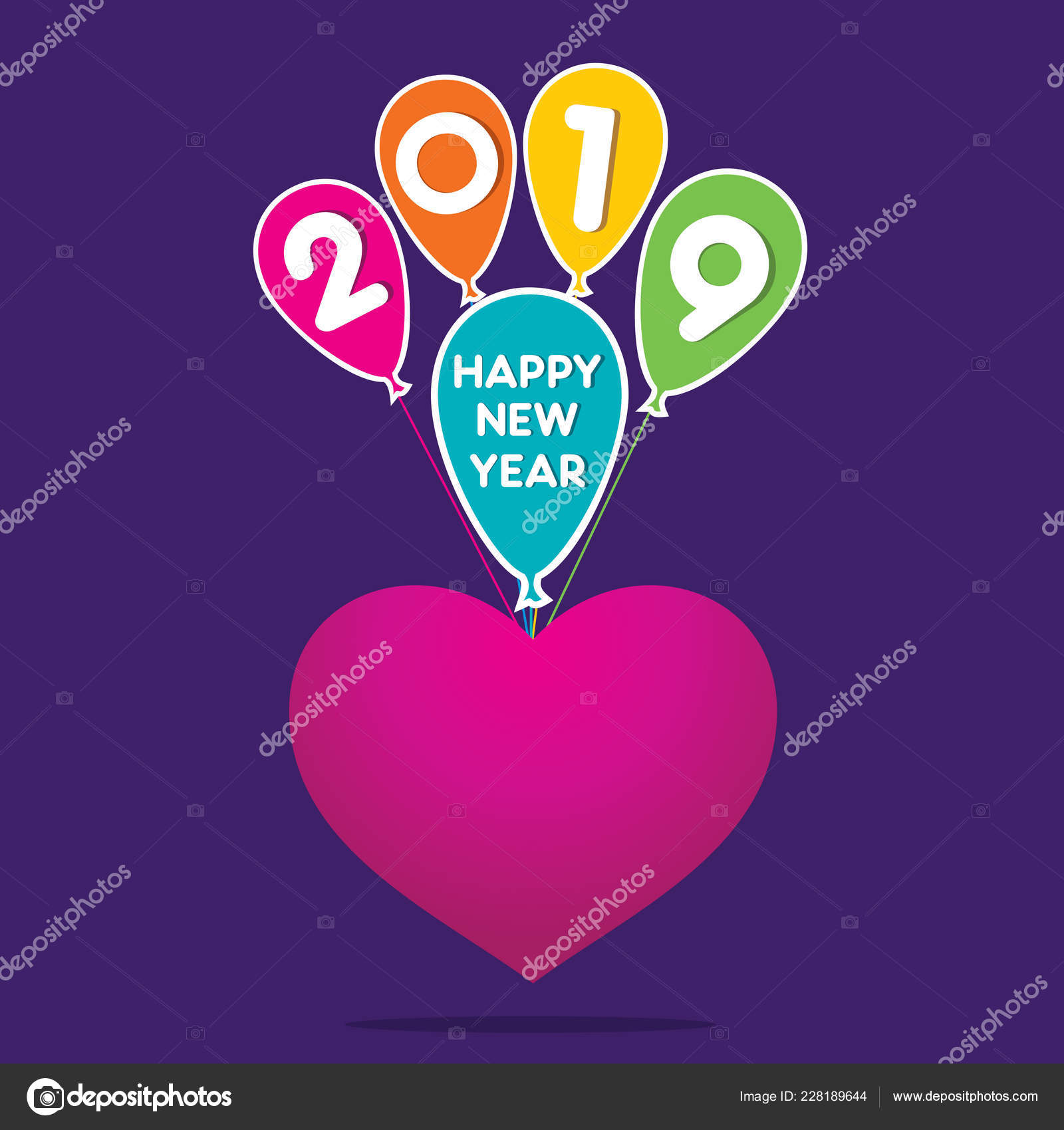 Creative New Year 19 Poster Design Heart Shape Balloon Vector Image By C Vectotaart Vector Stock