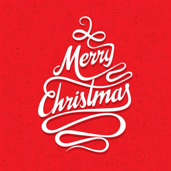 創造的なメリー クリスマス タイポグラフィ ツリーのグリーティング カードのデザイン — ストックベクタ