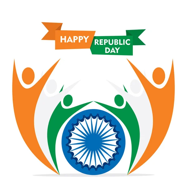 Feliz Dia Independência Vetor Ilustração Índia Pessoas Celebram Projeto Cartaz —  Vetores de Stock