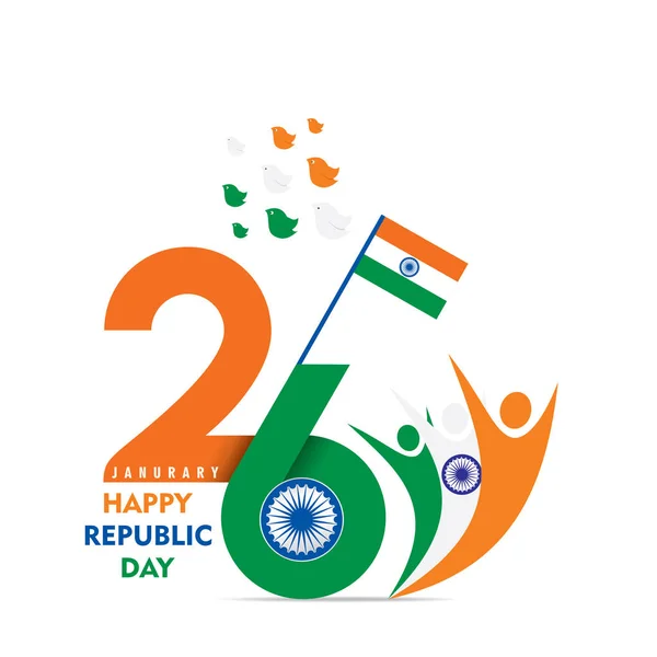 印度快乐共和国日插画向量 庆祝1月26日印度共和国 — 图库矢量图片