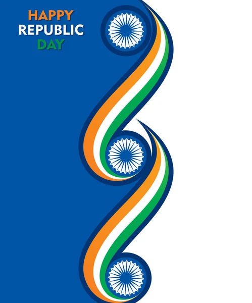 愉快的共和国天印度例证向量 使用三色波 — 图库矢量图片