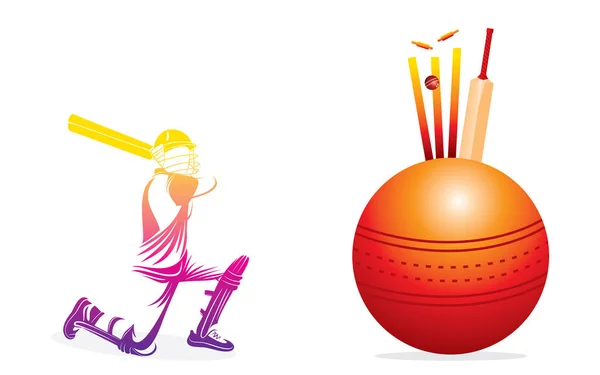 Cricket jogando design de cartaz jogador — Vetor de Stock