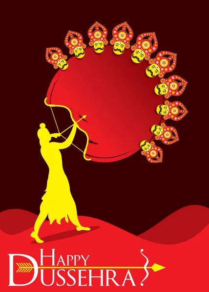 행복 dussehra 축제 포스터 디자인 — 스톡 벡터