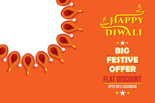 Banner del festival hindú Diwali feliz — Vector de stock