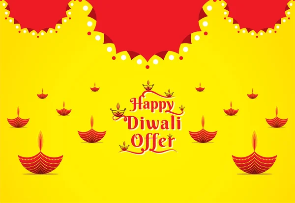 Banner del festival hindú Diwali feliz — Archivo Imágenes Vectoriales