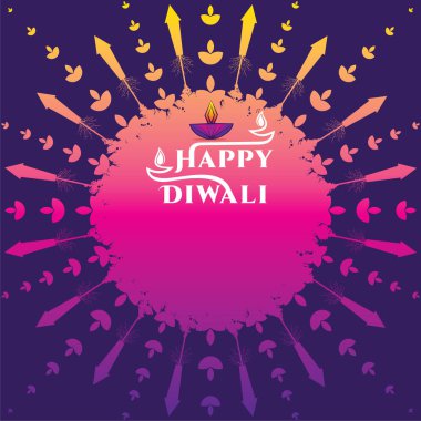 Hindistan'da ışık Mutlu Diwali festivali, Vektör illüstrasyon