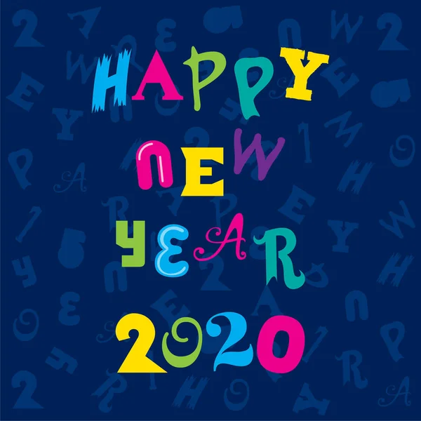 快乐新年2020卡片设计理念 — 图库矢量图片