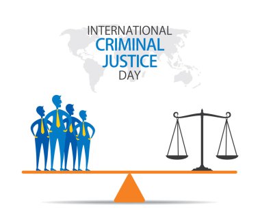 Uluslararası Ceza Adaleti Günü posteri veya afiş tasarımının vektör illüstrasyonu